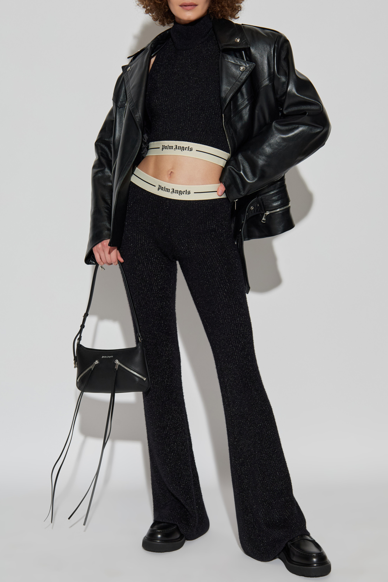 Palm Angels スクープネック クロップドトップ Black Top with stand-up collar Palm Angels - Vitkac France